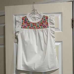 THML White Blouse with Colorful Embroidery